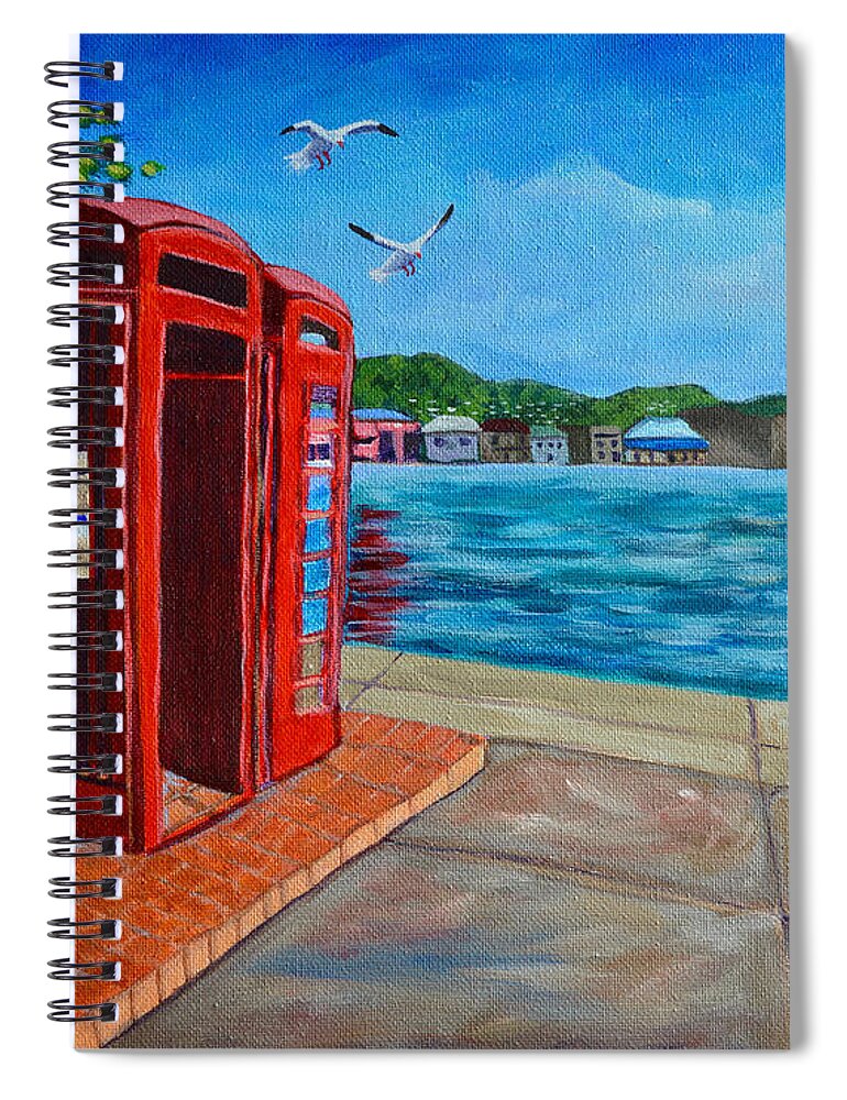 Grenada Spiral Notebook featuring the painting Hello, it's me, I'm on the Carenage by Laura Forde