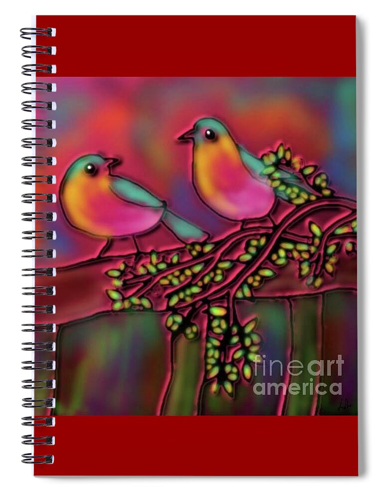 Birds Painting Spiral Notebook featuring the digital art Hello Spring by Latha Gokuldas Panicker