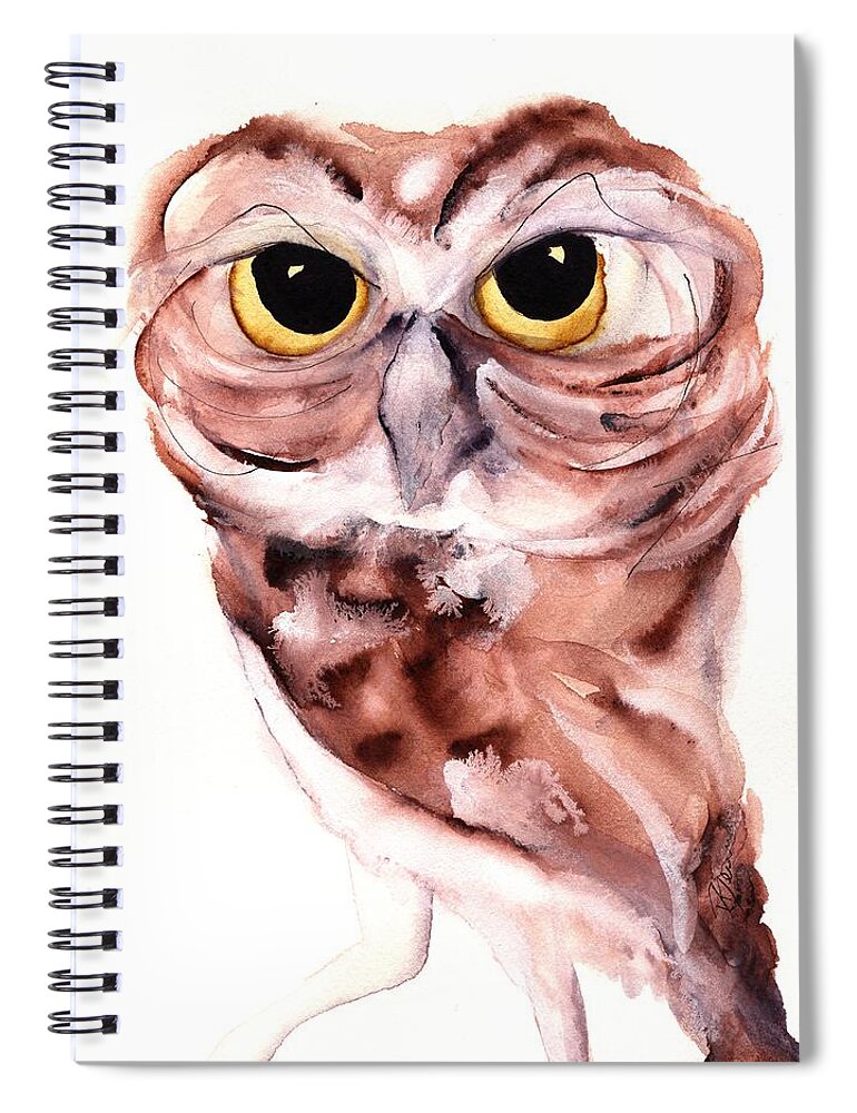 Owl Spiral Notebook featuring the painting Hello There by Dawn Derman