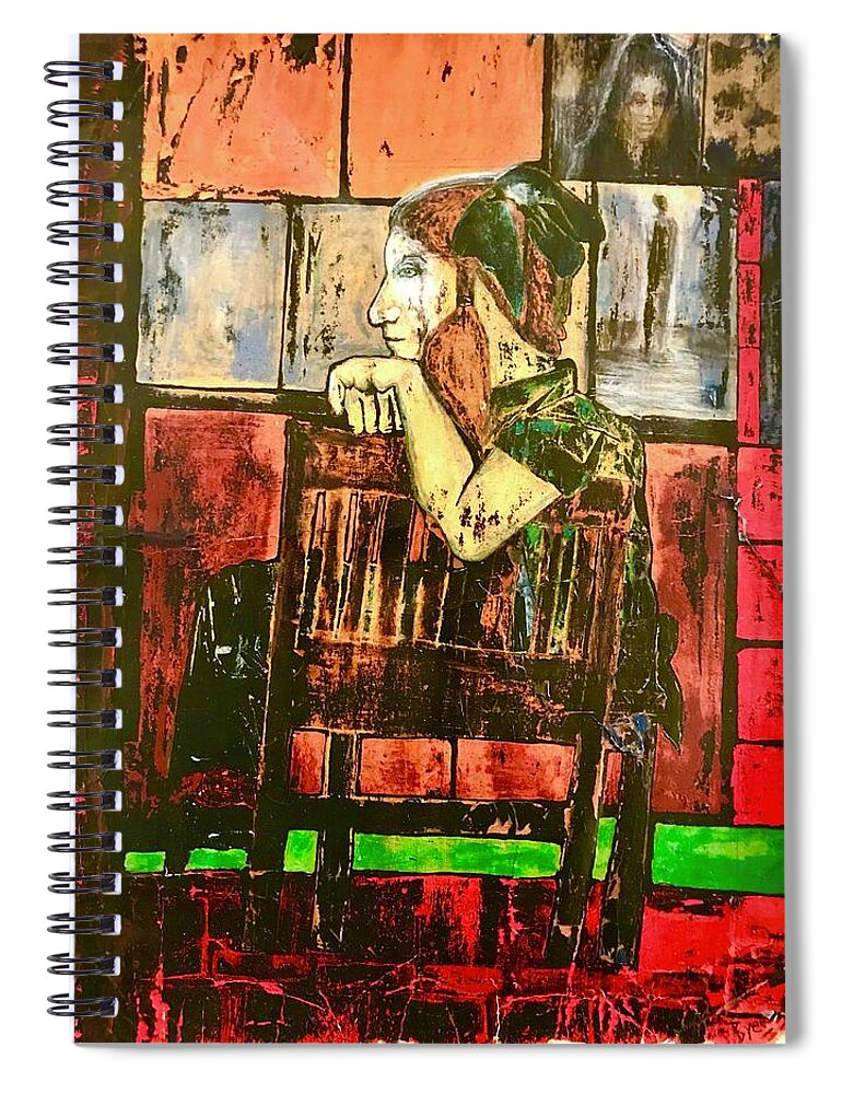 Woman Spiral Notebook featuring the mixed media Her Endless Light by Kicking Bear Productions