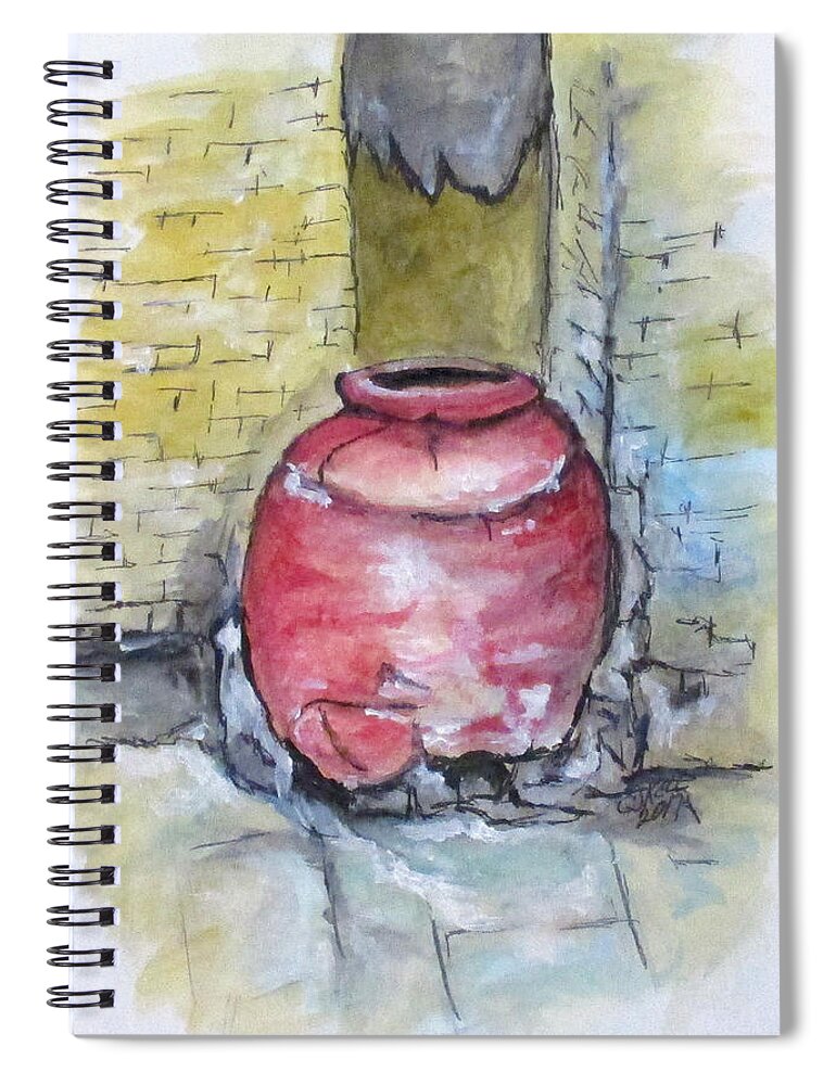 Amphora Spiral Notebook featuring the painting Herculaneum Amphora Pot by Clyde J Kell