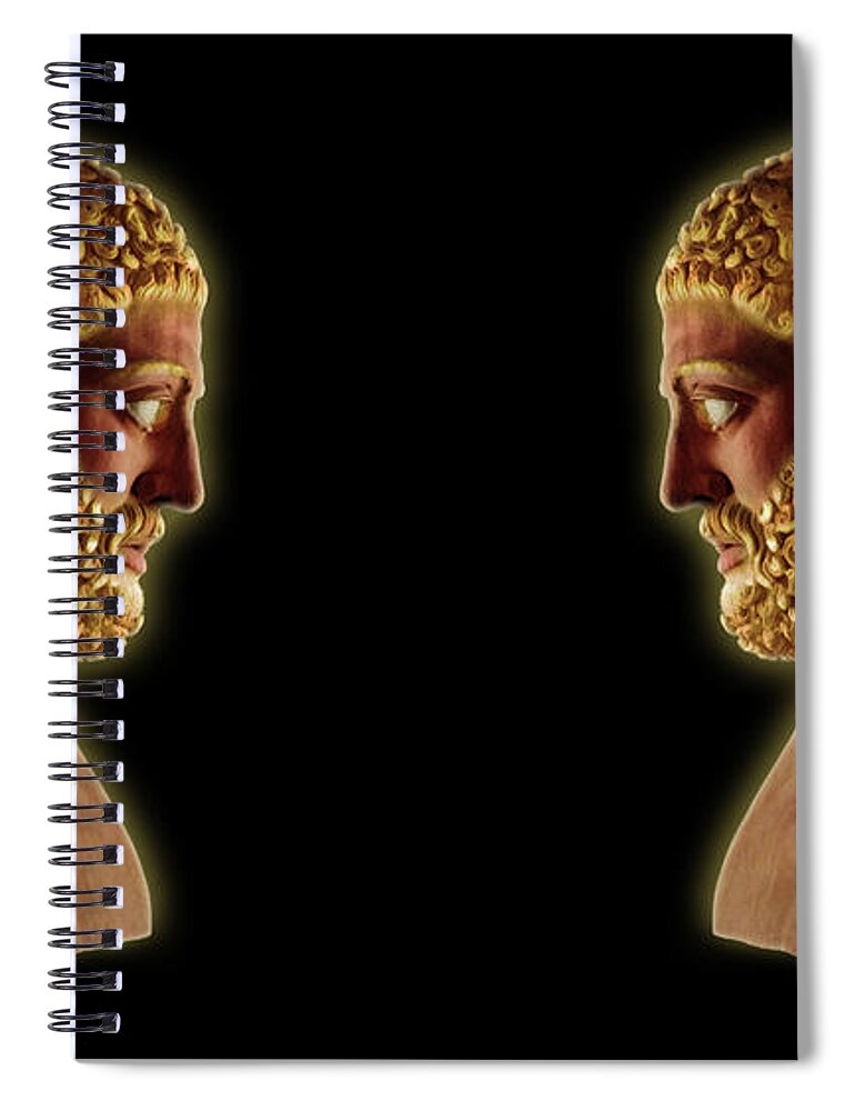 Hercules Spiral Notebook featuring the mixed media Hercules - Golden Gods by Shawn Dall