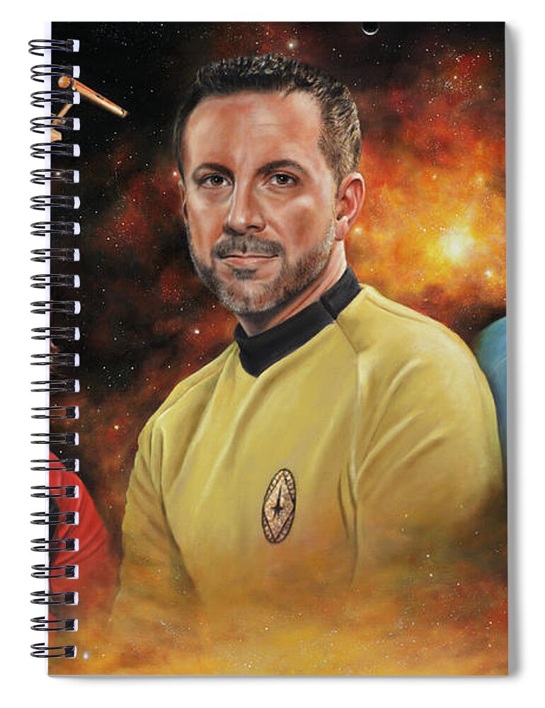 Starship Farragut Spiral Notebook featuring the painting Heroes of the Farragut by Kim Lockman