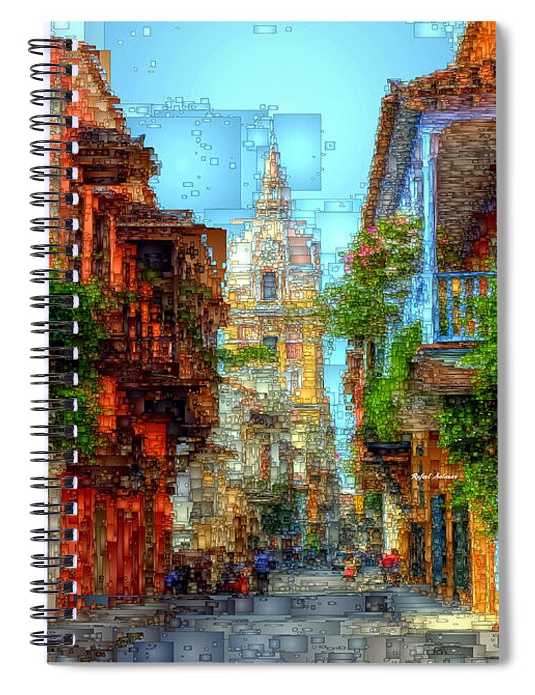 Rafael Salazar Spiral Notebook featuring the digital art Heroic City, Cartagena de Indias Colombia by Rafael Salazar