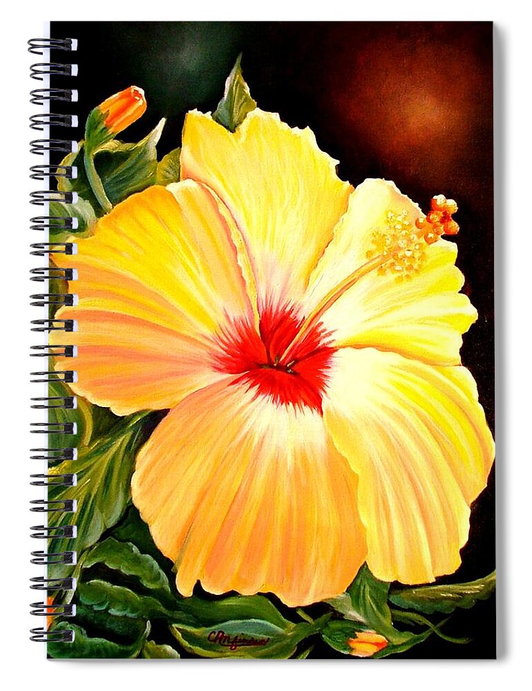 Hibiscus Spiral Notebook featuring the painting Hibiscus Glory by Carol Allen Anfinsen