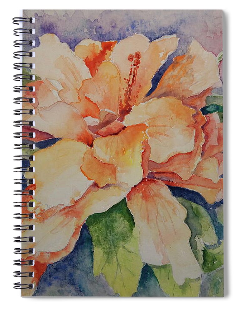 Floral Spiral Notebook featuring the painting Hibiscus by Marilyn Zalatan