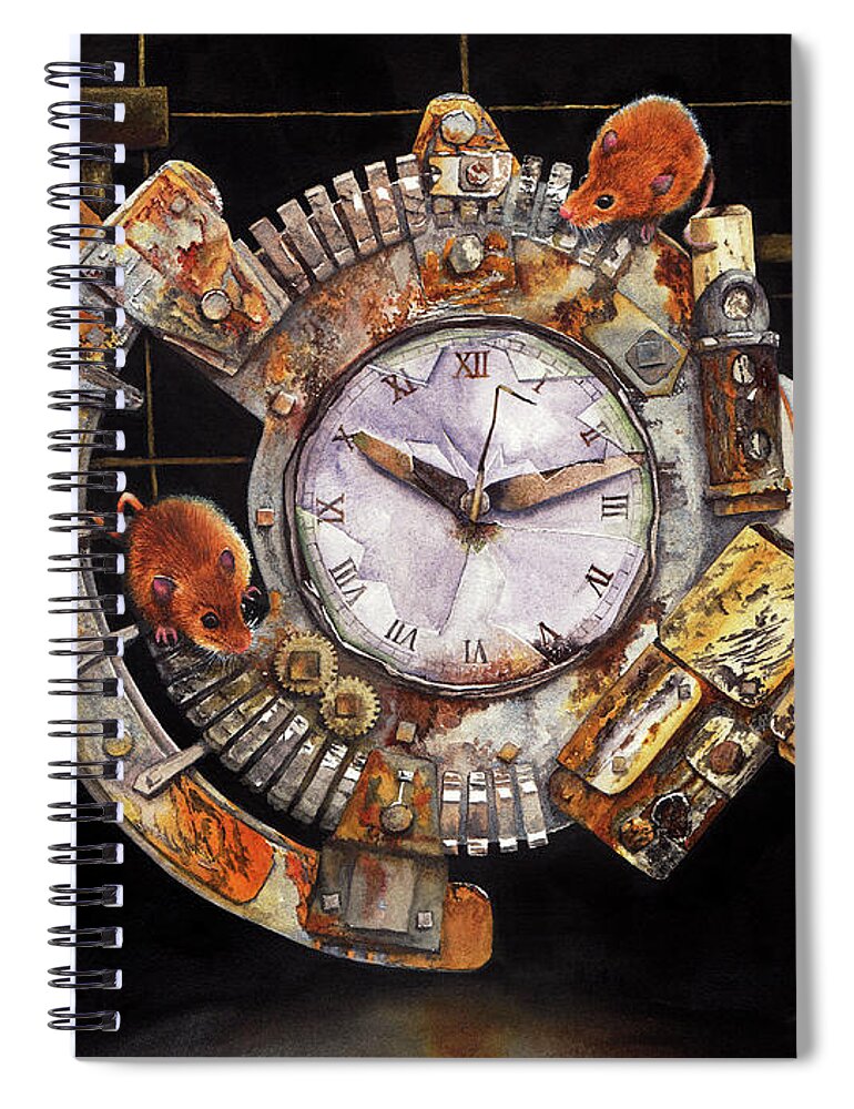 Clock Spiral Notebook featuring the painting Hickory Dickory Dock by Peter Williams