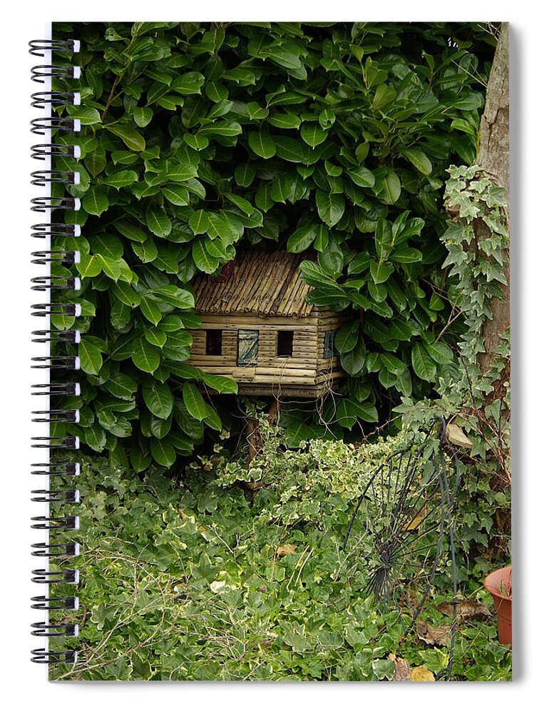 Hide Spiral Notebook featuring the photograph Hidden Birdhouse by Cindy Johnston