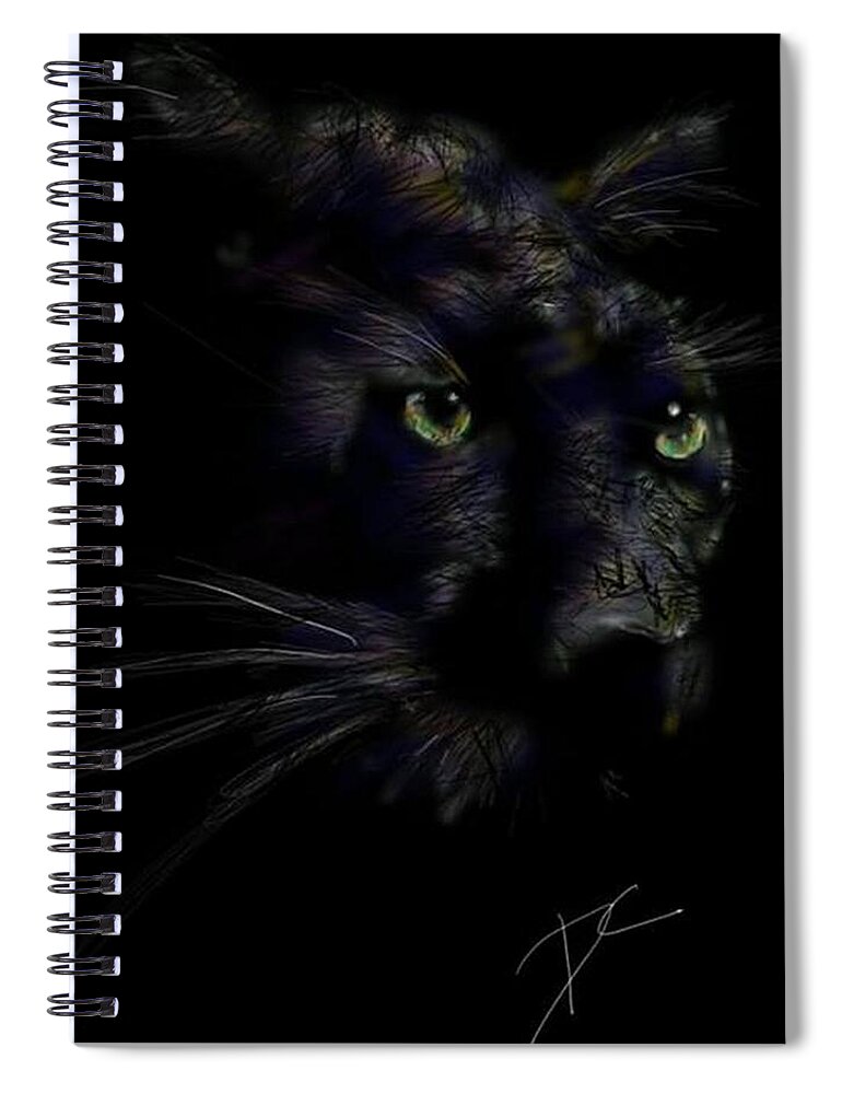 Animal Spiral Notebook featuring the digital art Hidden Cat by Darren Cannell