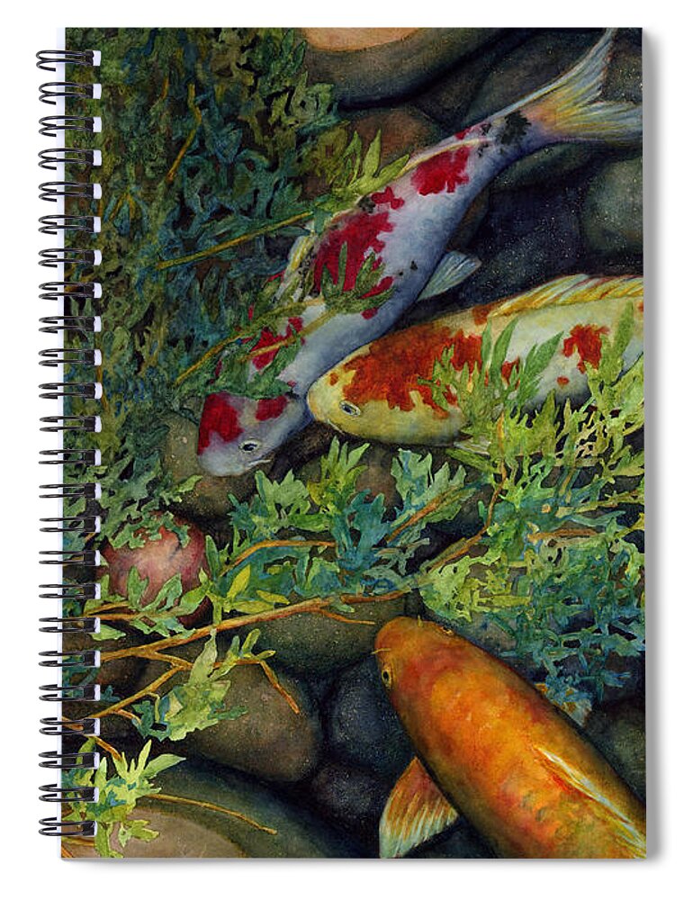 Koi Spiral Notebook featuring the painting Hidden Treasure by Hailey E Herrera