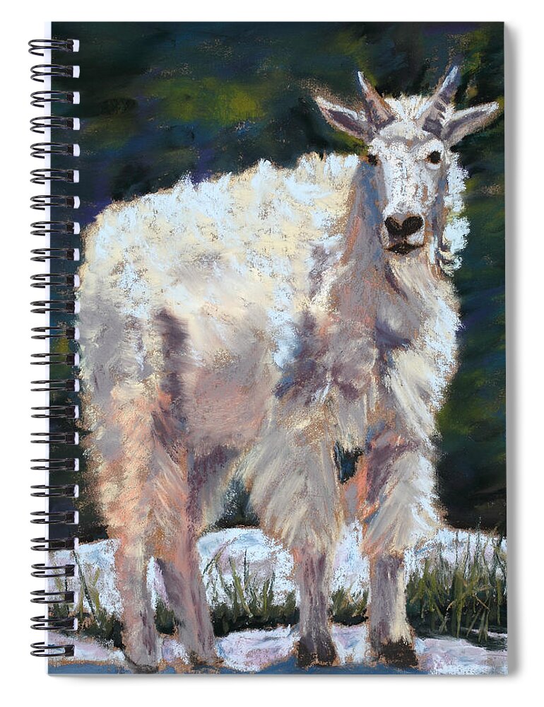 Mountain Goat Spiral Notebook featuring the painting High Country Friend by Mary Benke