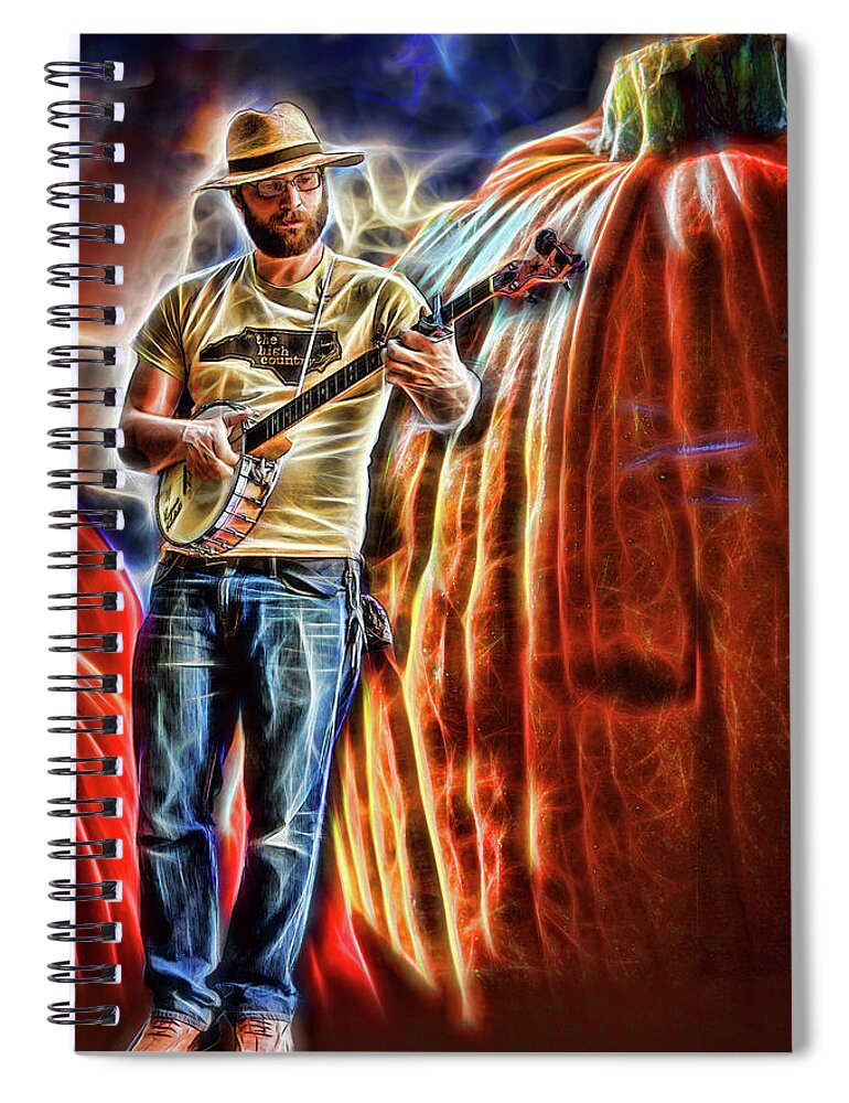 Banjo Spiral Notebook featuring the digital art High Country Scribbles by John Haldane