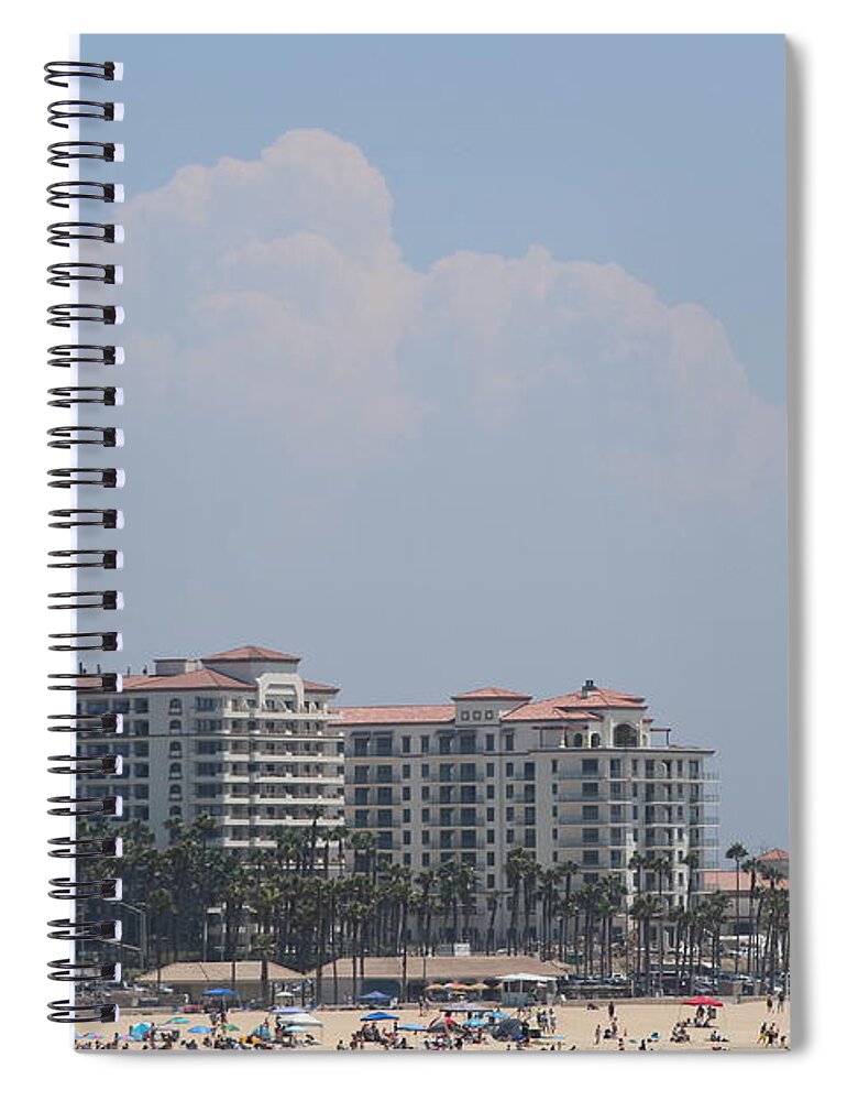 Cumulus Cloud Spiral Notebook featuring the photograph High Cumulus Cloud Over Huntington Beach by Colleen Cornelius