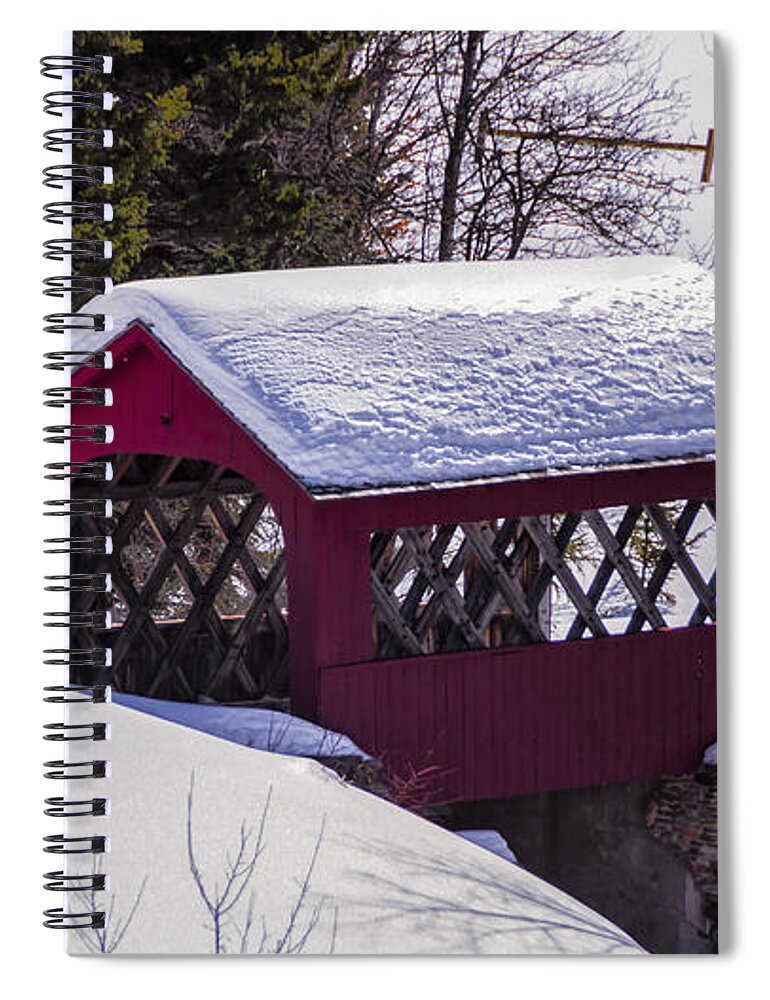 High Mowing Farm Covered Bridge Spiral Notebook featuring the photograph High Mowing Farm Covered Bridge by Scenic Vermont Photography