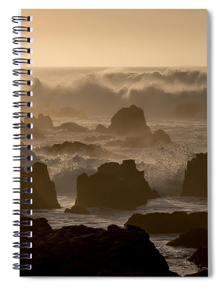 Beach Spiral Notebook featuring the photograph High Surf at Asilomar Beach by Derek Dean