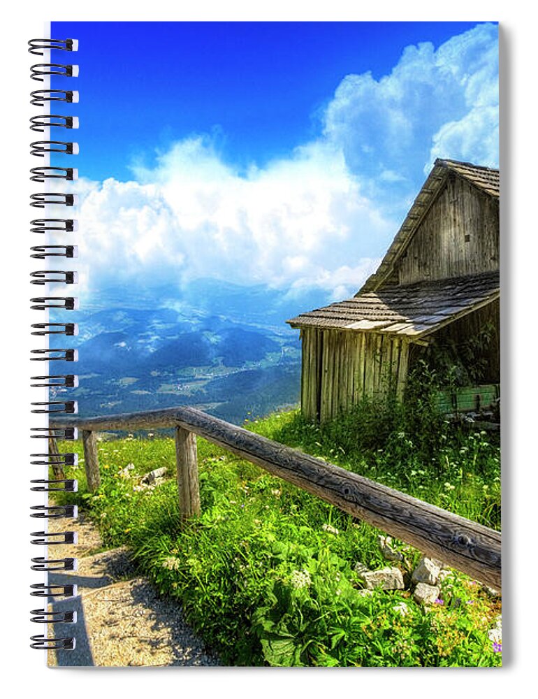 Austria Spiral Notebook featuring the photograph High Up in the Mountains by Debra and Dave Vanderlaan