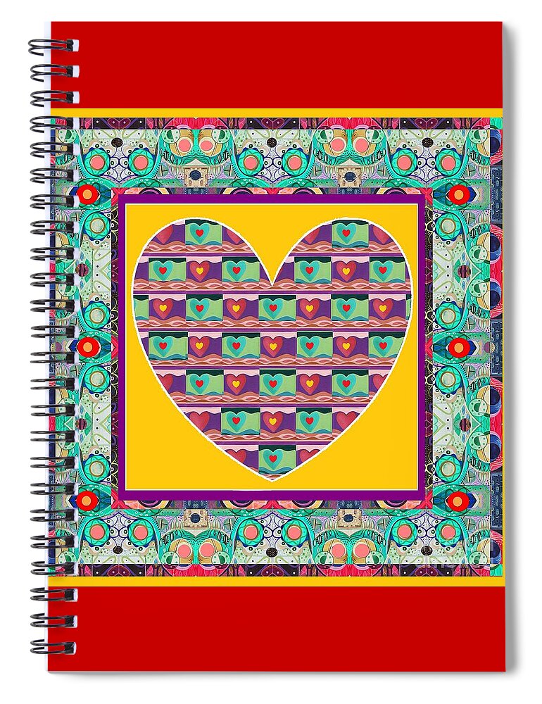 Hearts Spiral Notebook featuring the mixed media Higher Love - Heart of Hearts by Helena Tiainen