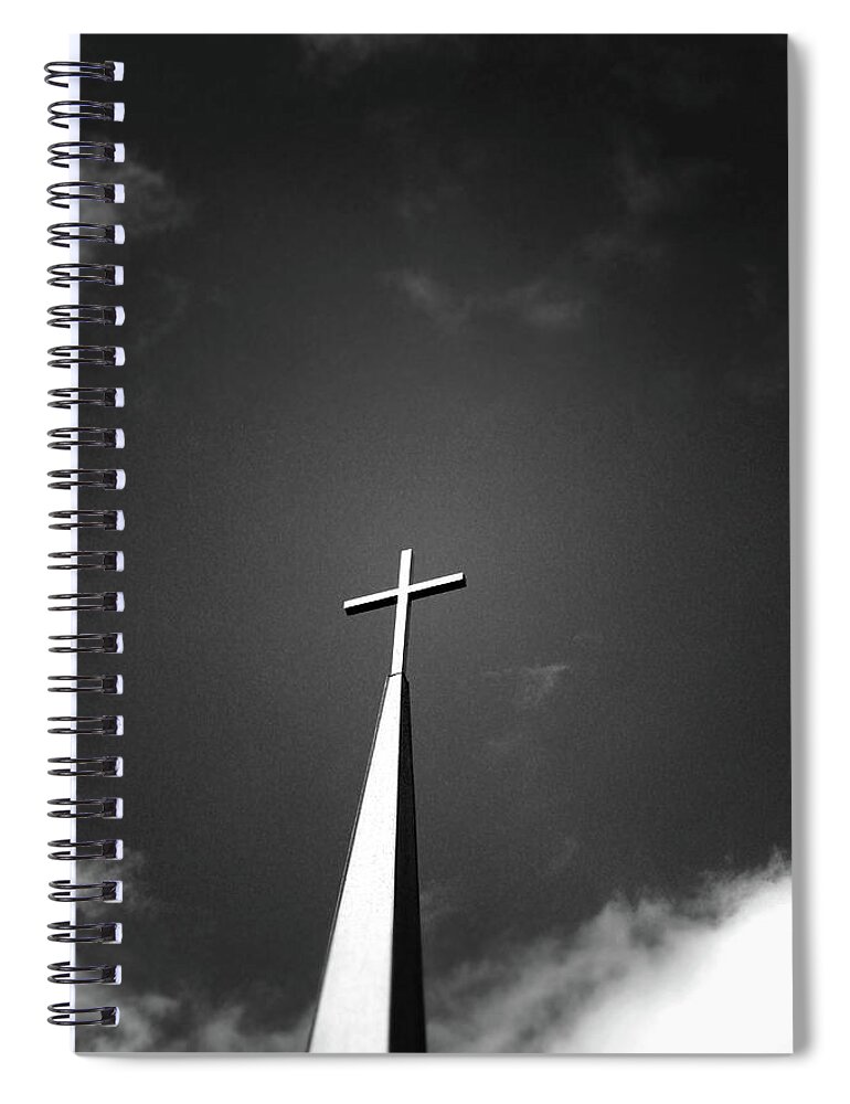 Church Spiral Notebook featuring the photograph Higher to Heaven - Black and White Photography by Linda Woods by Linda Woods
