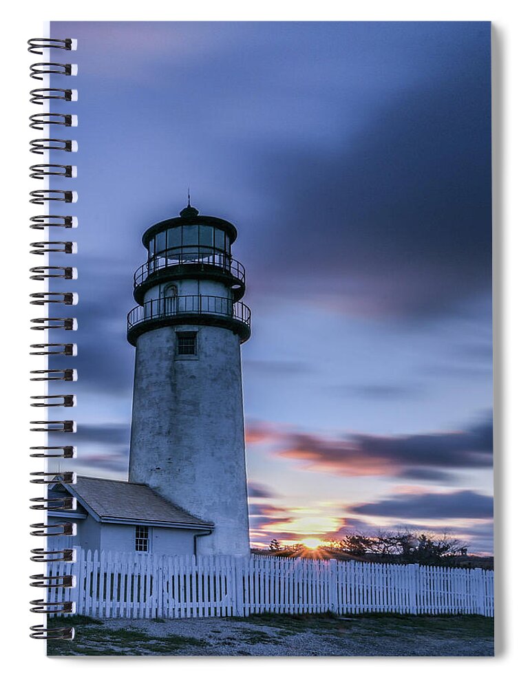Highland Lighthouse Spiral Notebook featuring the photograph Highland Lighthouse Sunrise by Hershey Art Images