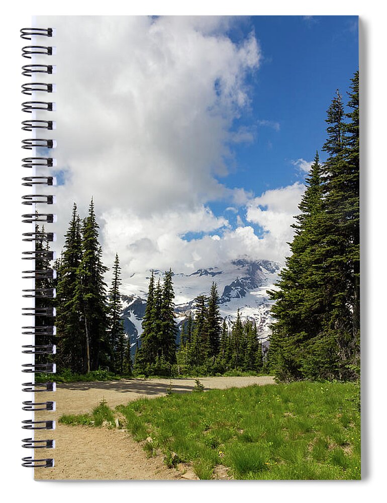 Washington Spiral Notebook featuring the photograph Hiking Path into the trees by Roslyn Wilkins