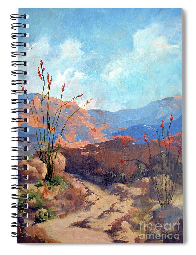 Framed Desert Scape Spiral Notebook featuring the painting Hiking the Santa Rosa Mountains by Maria Hunt