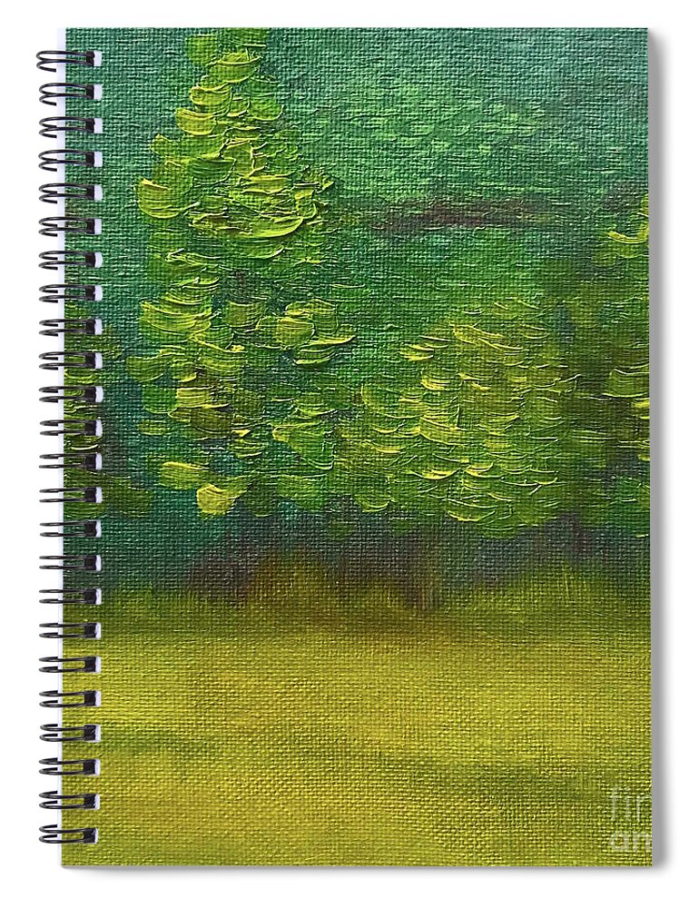 Hillside Spiral Notebook featuring the painting The lakeside by Wonju Hulse