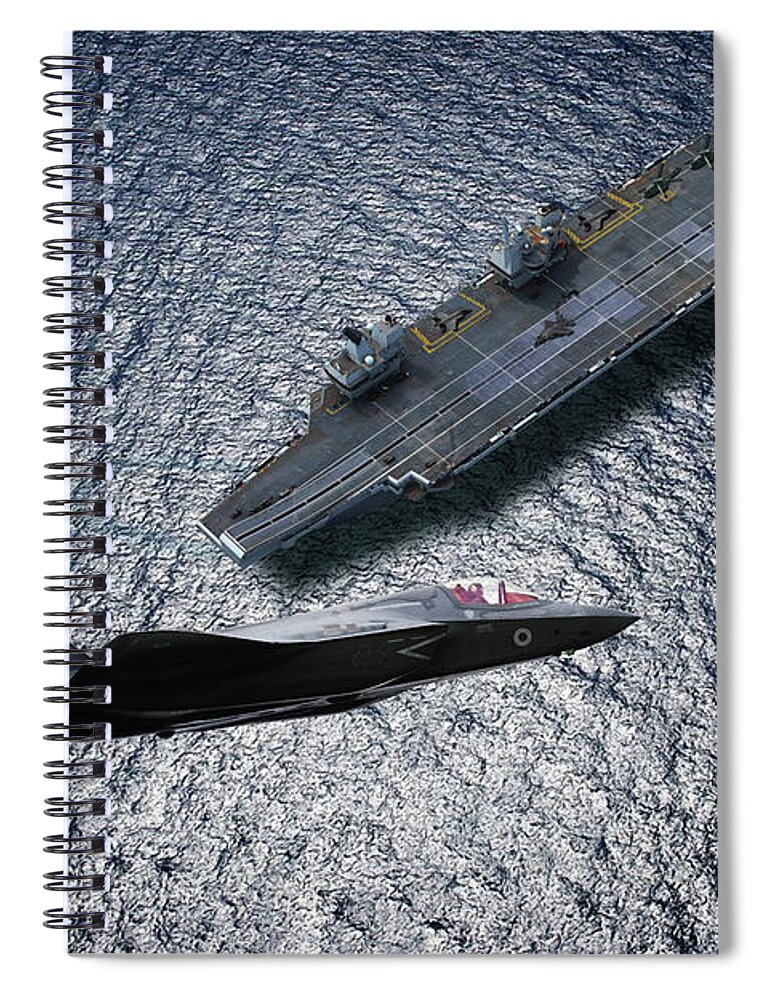 Hms Queen Elizabeth Spiral Notebook featuring the digital art HMS Queen Elizabeth - Flagship by Airpower Art