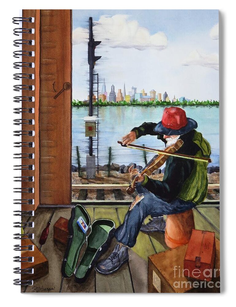 Hobo Spiral Notebook featuring the painting Hobo's Lament by Joseph Burger
