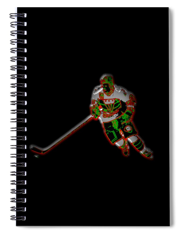 Hockey Spiral Notebook featuring the digital art Hockey Player by Piotr Dulski