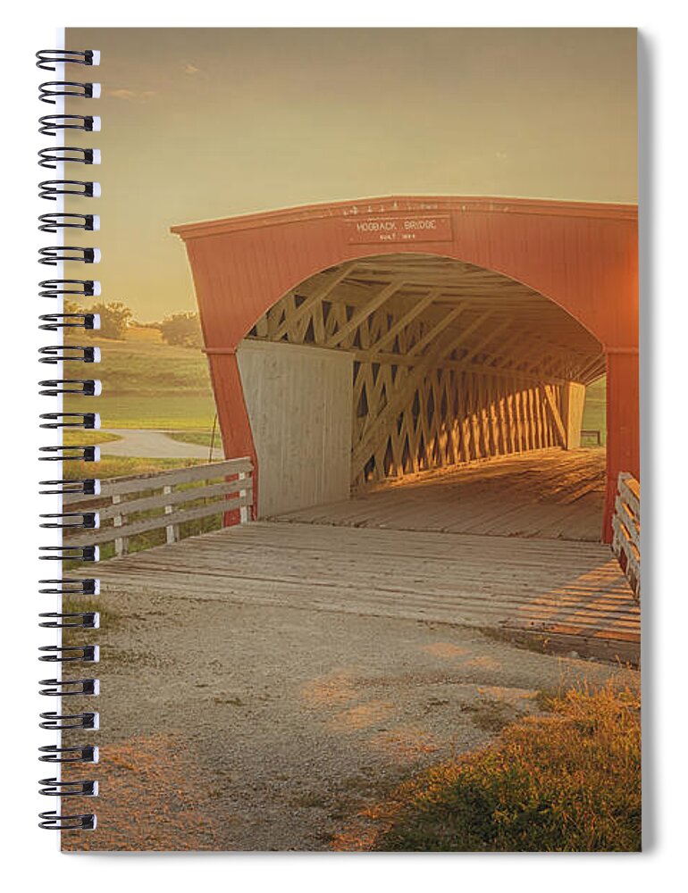 Hogback Bridge Spiral Notebook featuring the photograph Hogback Covered Bridge by Susan Rissi Tregoning