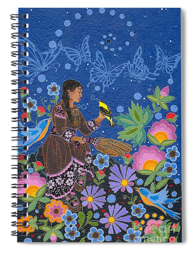 Native Women Spiral Notebook featuring the painting Hole In the Sky's Daughter by Chholing Taha