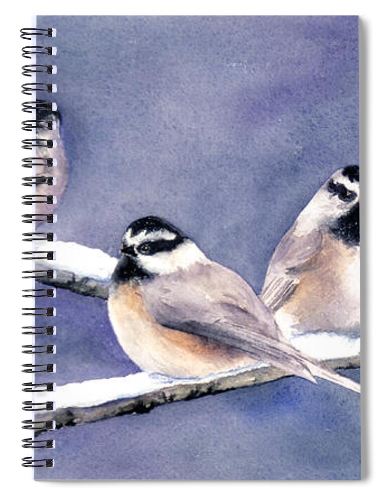 Birds Spiral Notebook featuring the painting Holiday Chickadees by Marsha Karle
