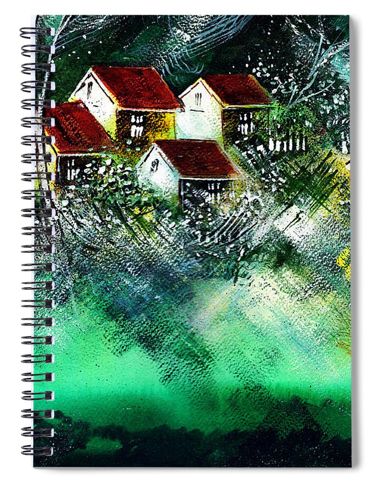 Nature Spiral Notebook featuring the painting Holiday Homes by Anil Nene