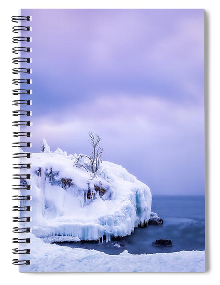 Hollow Rock Spiral Notebook featuring the photograph Hollow Rock in Winter by Rikk Flohr