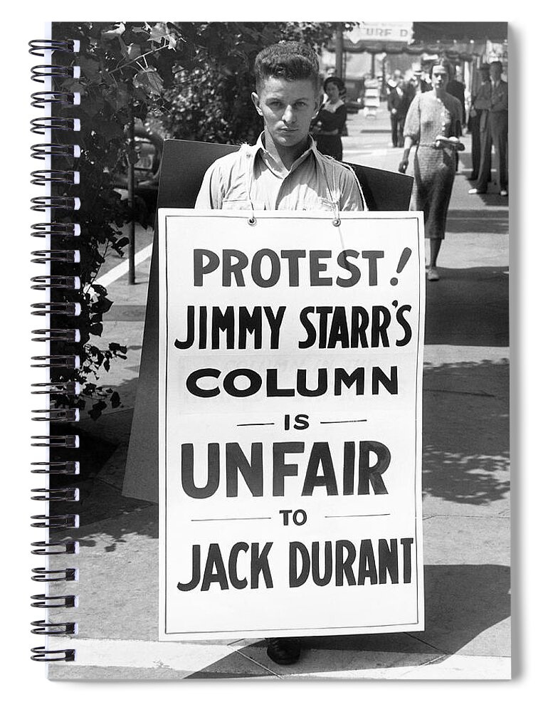 1930s Spiral Notebook featuring the photograph Hollywood Protest by Underwood Archives