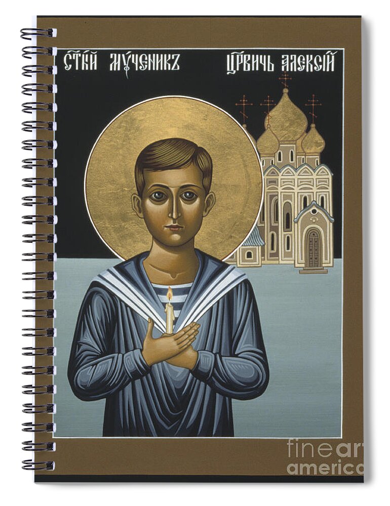 Holy New Martyr Tsarevich Alexei Spiral Notebook featuring the painting Holy New Martyr Tsarevich Alexei 010 by William Hart McNichols