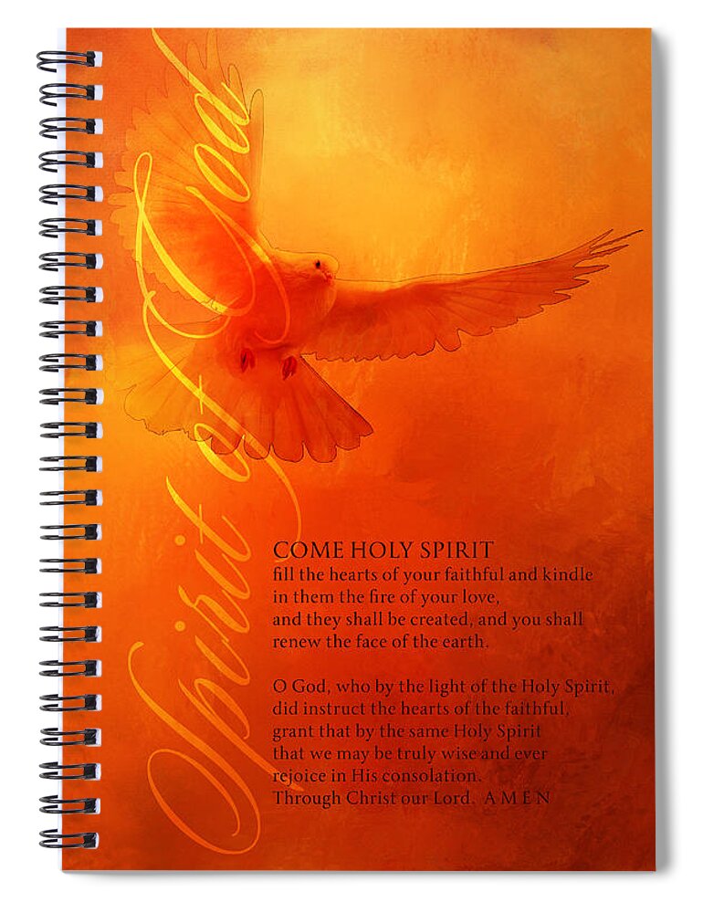 Spirit Spiral Notebook featuring the digital art Holy Spirit Prayer Vertical by Terry Davis