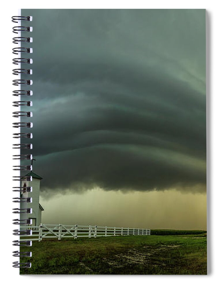 Shelf Cloud Spiral Notebook featuring the photograph HOLY Supercell by Aaron J Groen