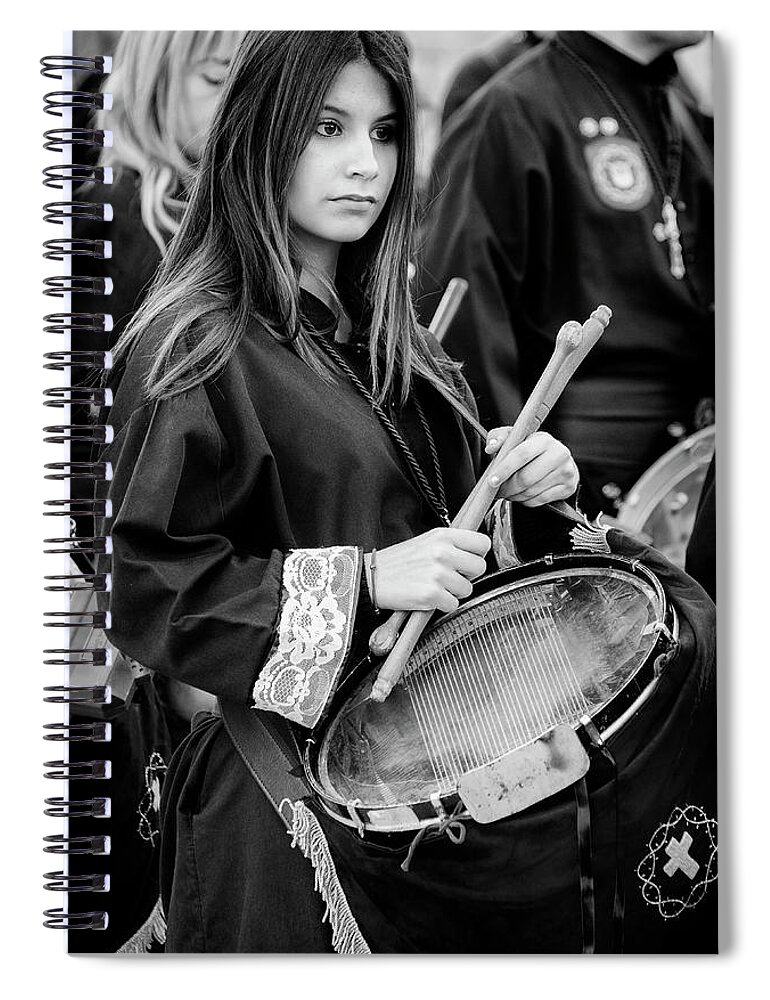 Drummer Spiral Notebook featuring the photograph Holy Week Drummer by Pablo Lopez