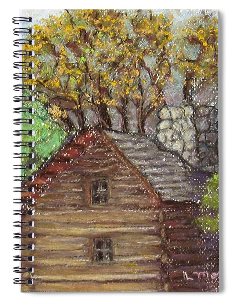 Log Spiral Notebook featuring the painting Homestead by Laurie Morgan