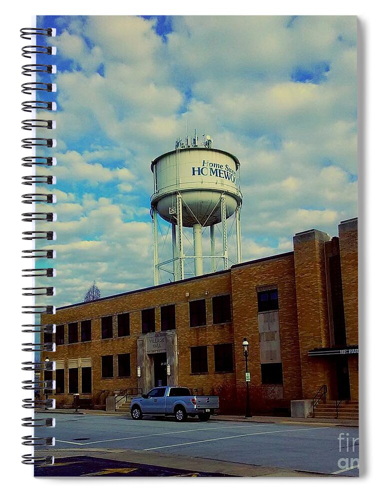Usa Spiral Notebook featuring the photograph HomeSweetHomewood Village Hall by Frank J Casella