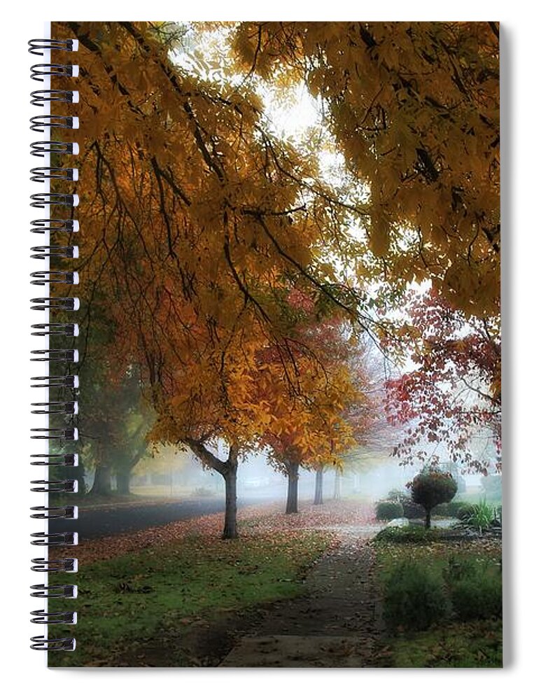 Hometown Fall Morning Spiral Notebook featuring the photograph Hometown fall morning by Lynn Hopwood