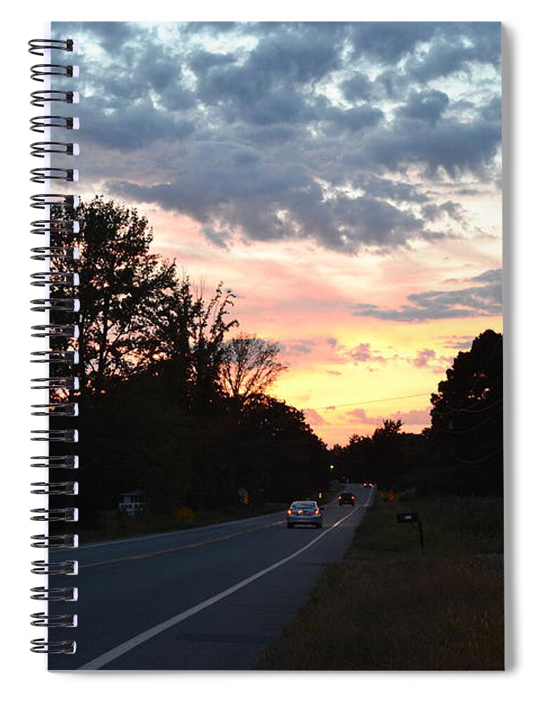 Homeward Bound Evening Sky Spiral Notebook featuring the photograph Homeward Bound Evening Sky by Karen Francis