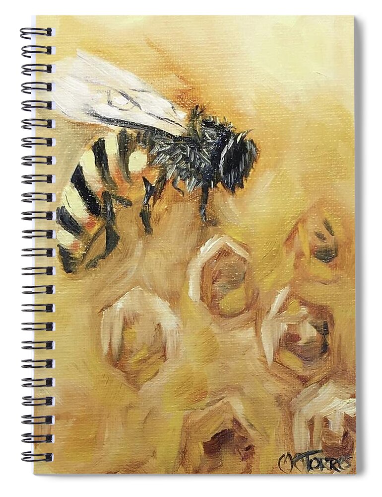 Bee Spiral Notebook featuring the painting Honey Bee by Melissa Torres