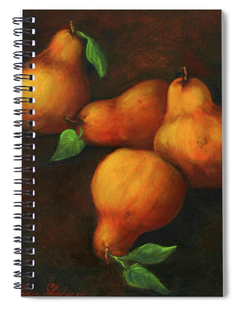 Pear Paintings Spiral Notebook featuring the painting Honey Pears by Portraits By NC