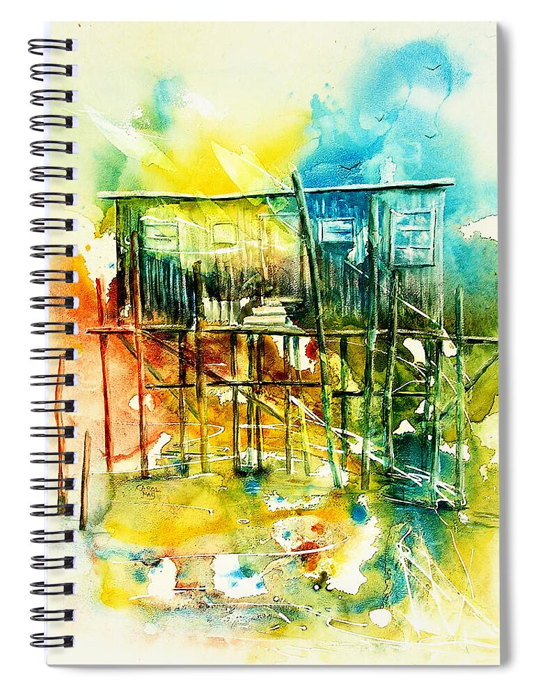 Landscape Spiral Notebook featuring the painting Honeymoon Cottage by Art by Carol May