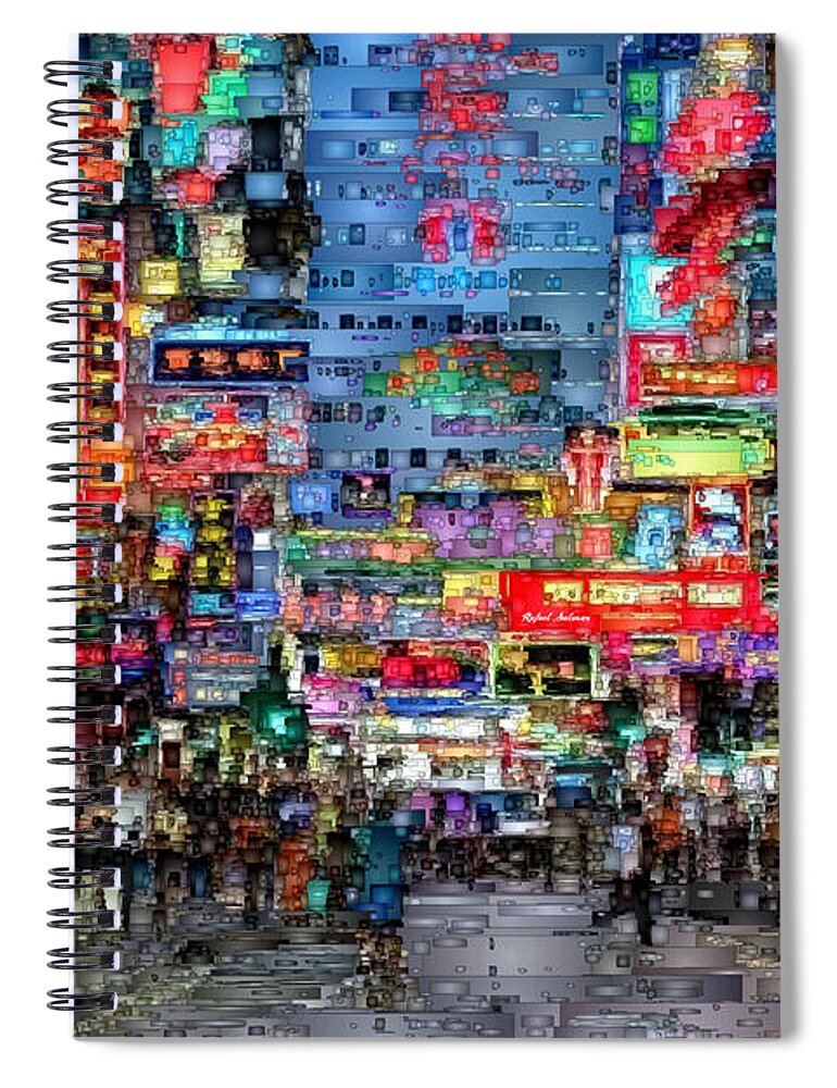 Rafael Salazar Spiral Notebook featuring the digital art Hong Kong City Nightlife by Rafael Salazar