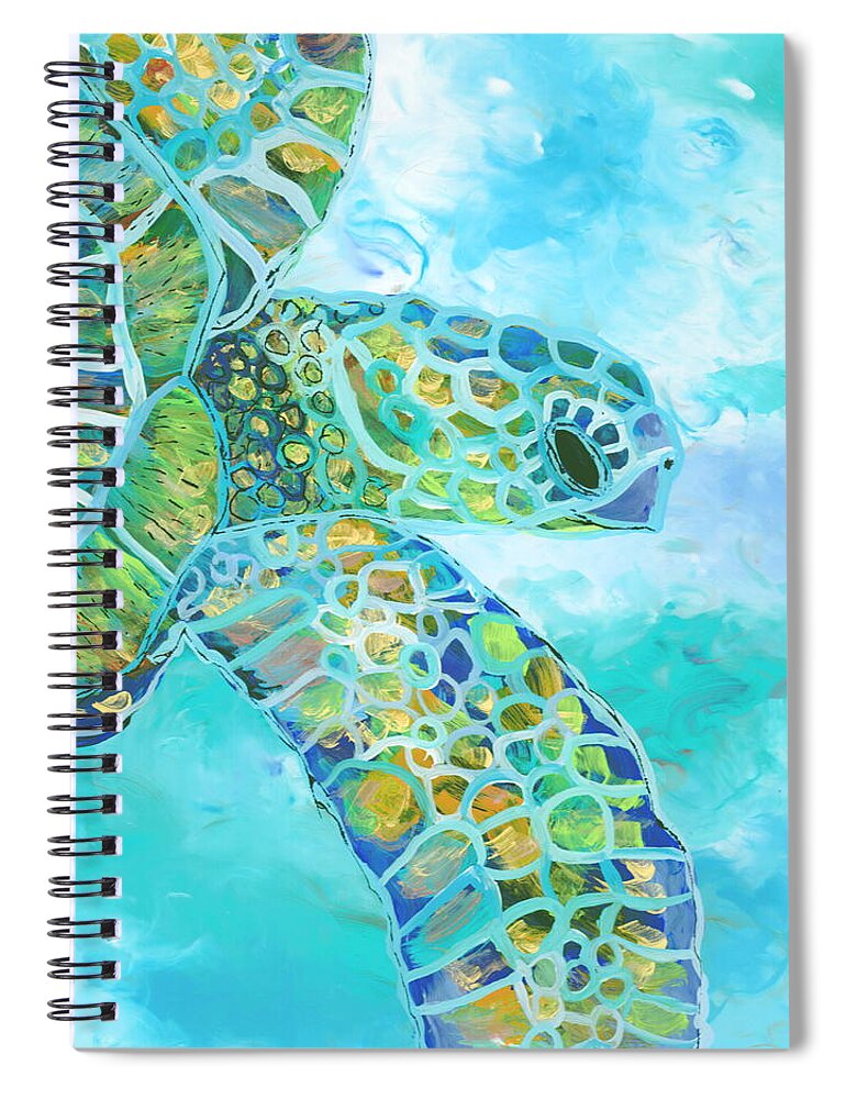 Honu Spiral Notebook featuring the painting Honu 11 by Marionette Taboniar