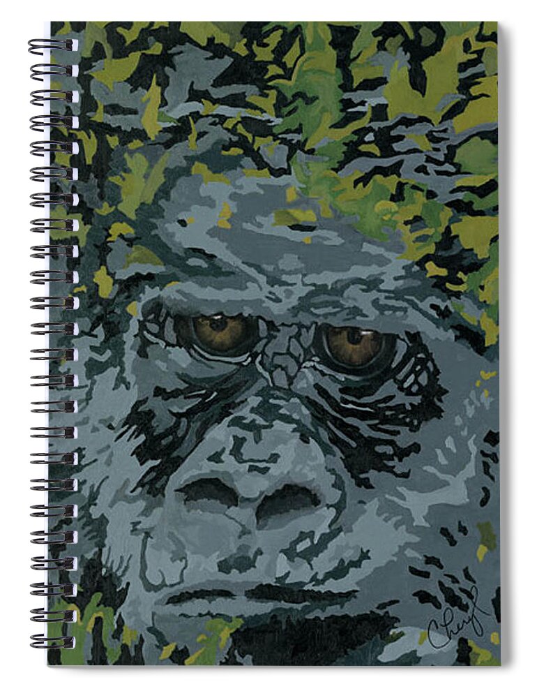 Gorilla Spiral Notebook featuring the painting Hooah by Cheryl Bowman