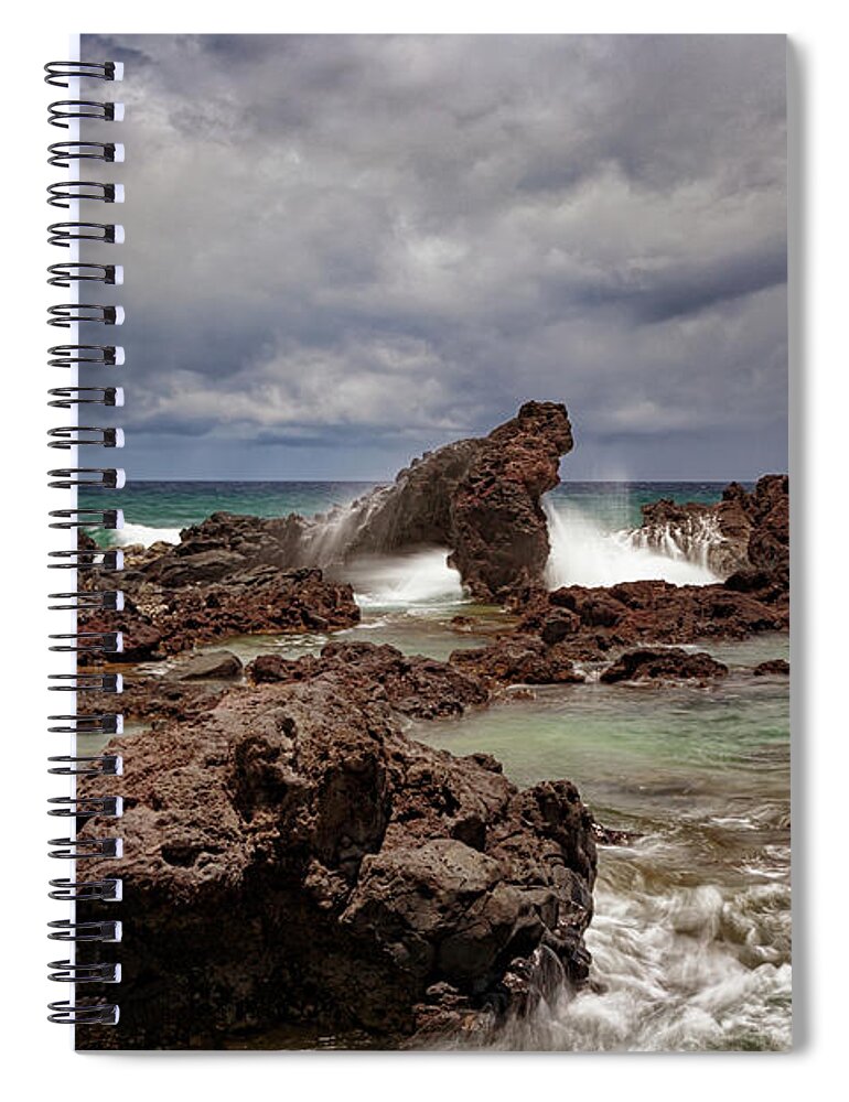 Seascapes Spiral Notebook featuring the photograph Ho'okipa Storm Surge by Susan Rissi Tregoning